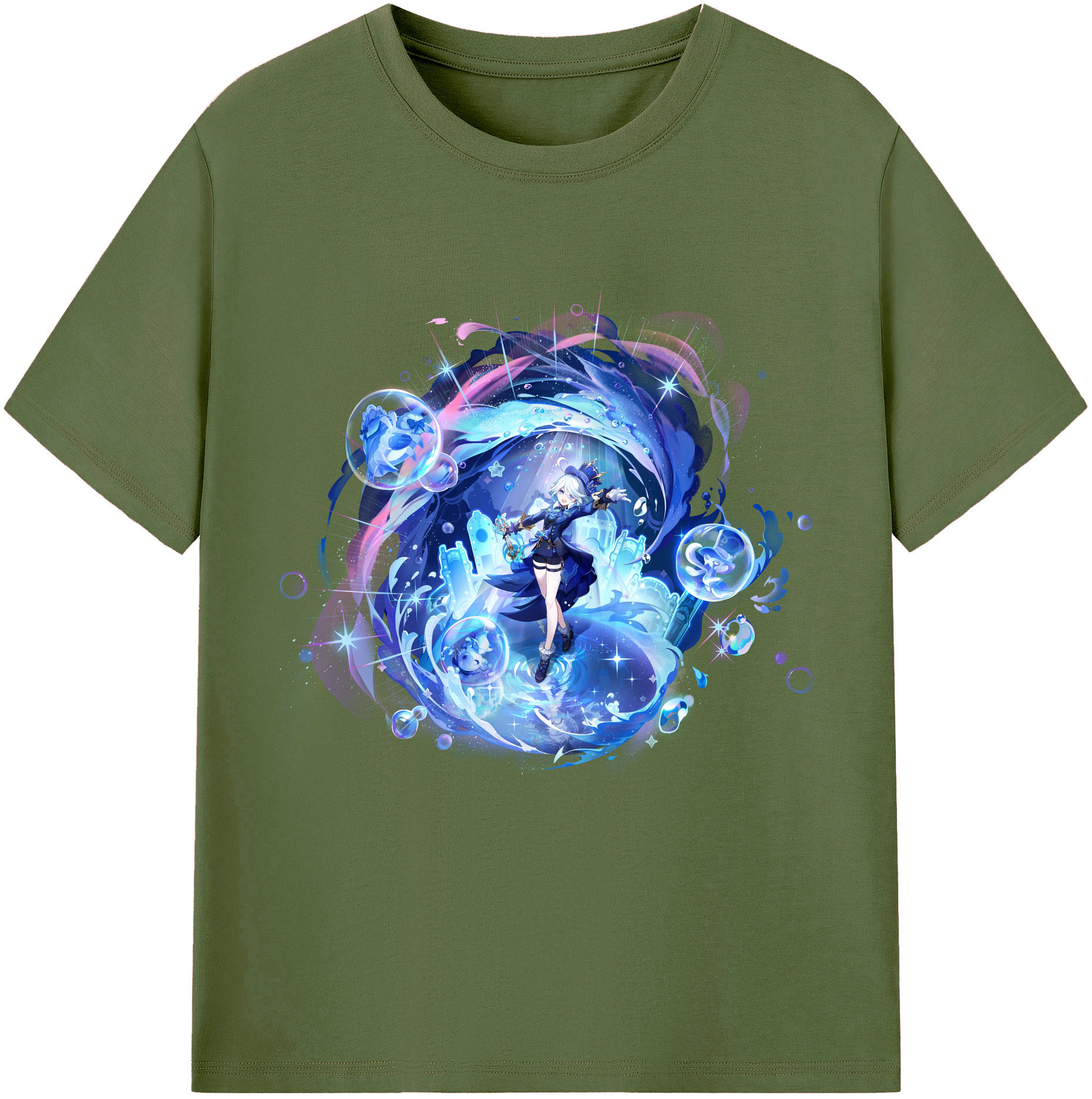 げんし神 フリーナ genshin Furina 綿100％半袖Tシャツ（フロントプリント）